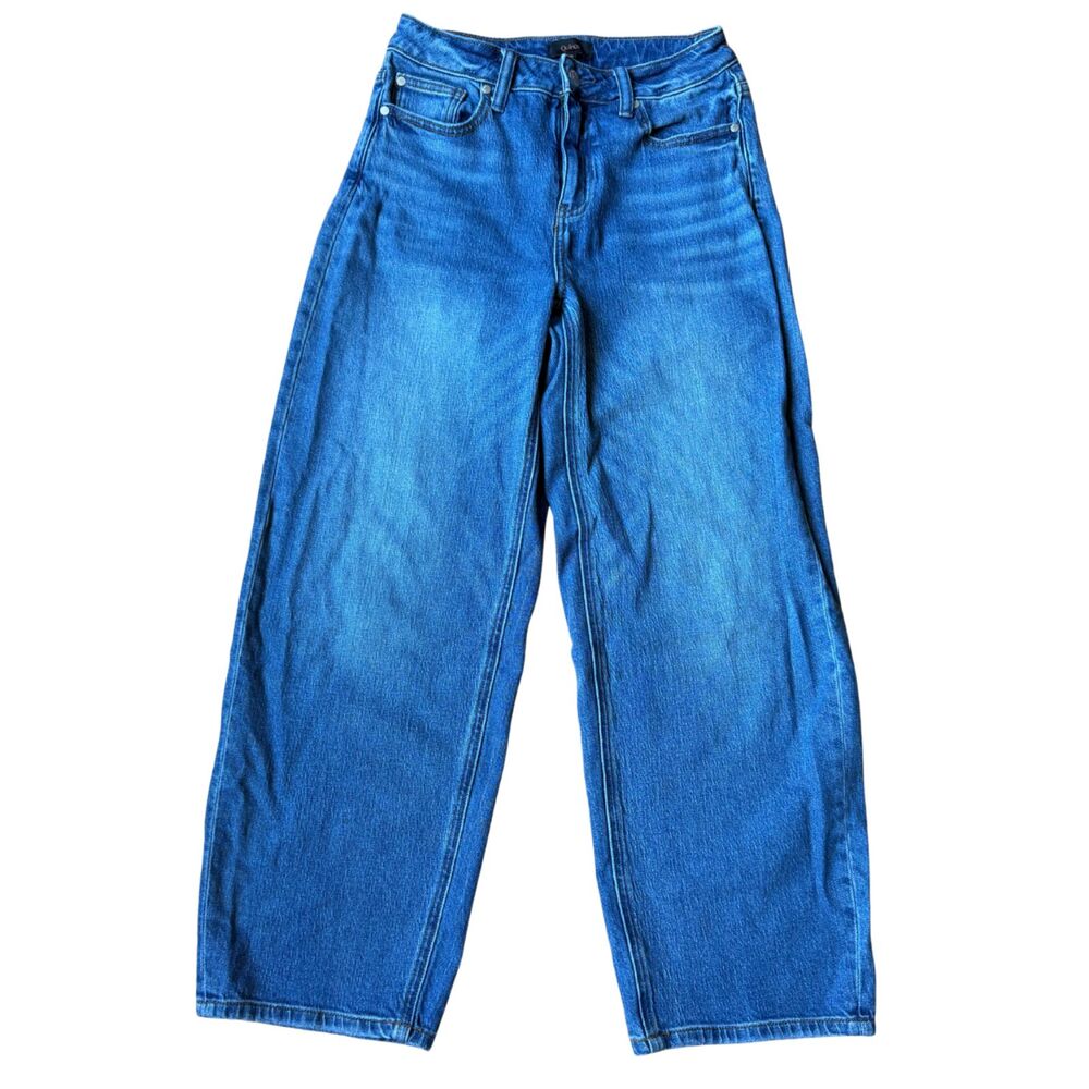 Quince Atlantic Blue Med Wash Bella Stretch Barrel Jeans Size 26 Boho Denim
